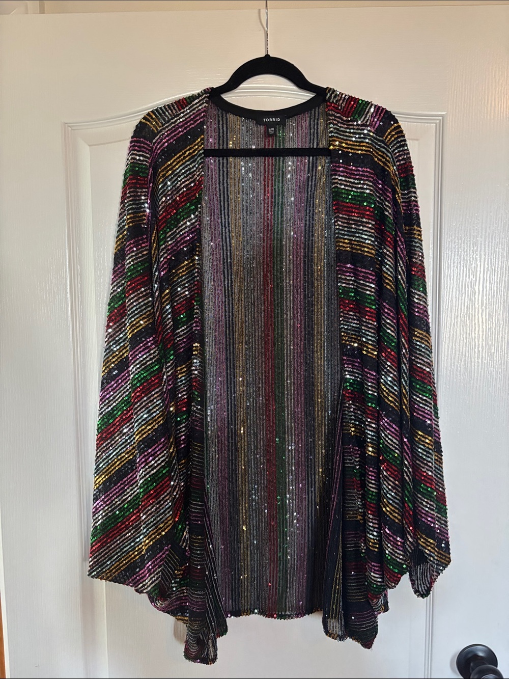 torrid Black Multi-Color Sequin Open Cardigan